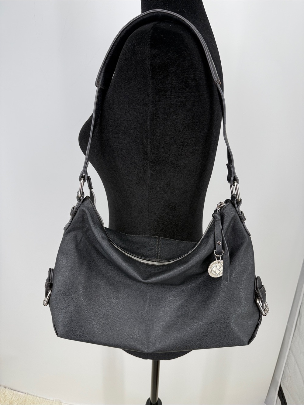 Relic Black Leather Hobo Shoulder Bag